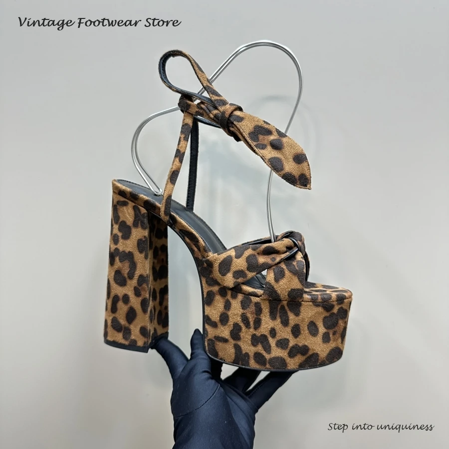 Vintage And Modern Fashion - Vintage Leopard Print Platform Sandals Sexy