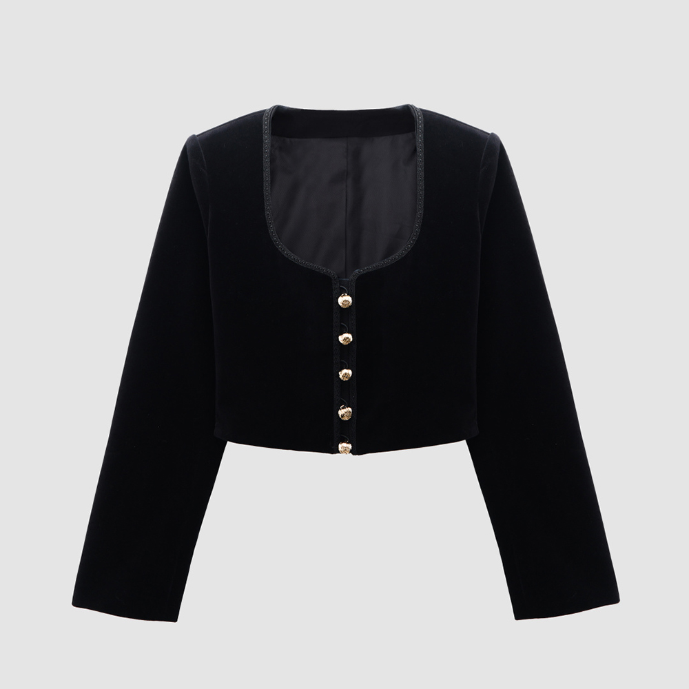 Velvet Blazer Vintage - Women's Vintage Velvet Cropped Blazer Square