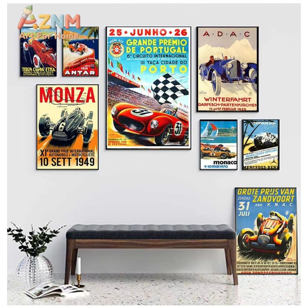 Vintage Fashion Wall Art - 1pc Vintage Car Racing Monaco Poster