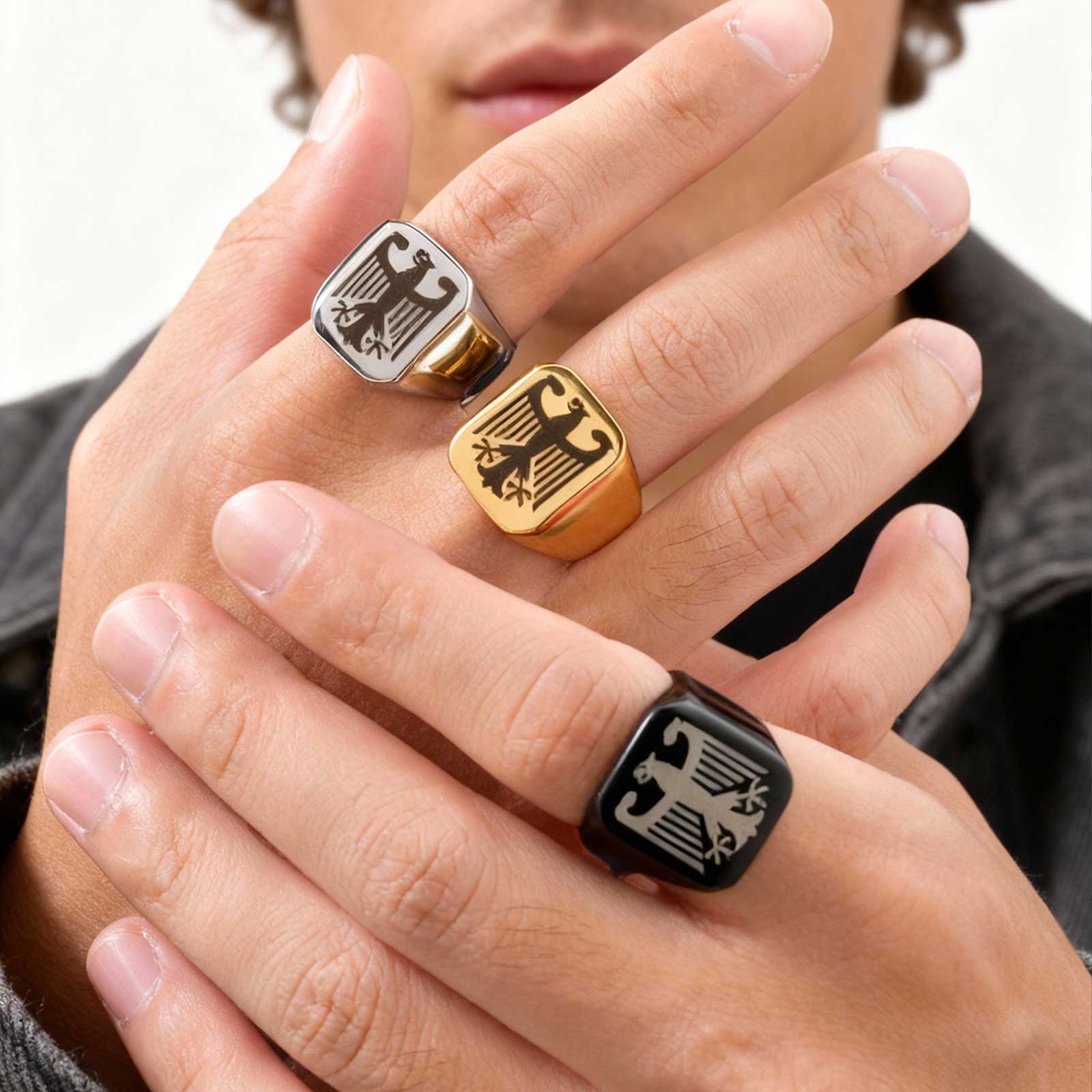Vintage Fashion Rings - Custom Flying Hawk Eagle Ring Cool