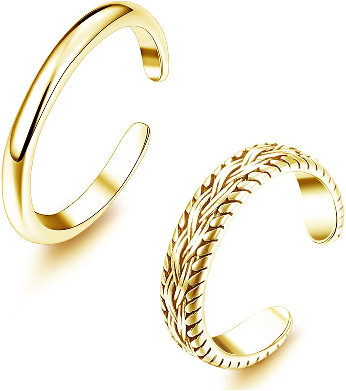 Vintage Fashion Rings - 2 PCS Stainless Steel Toe Ring