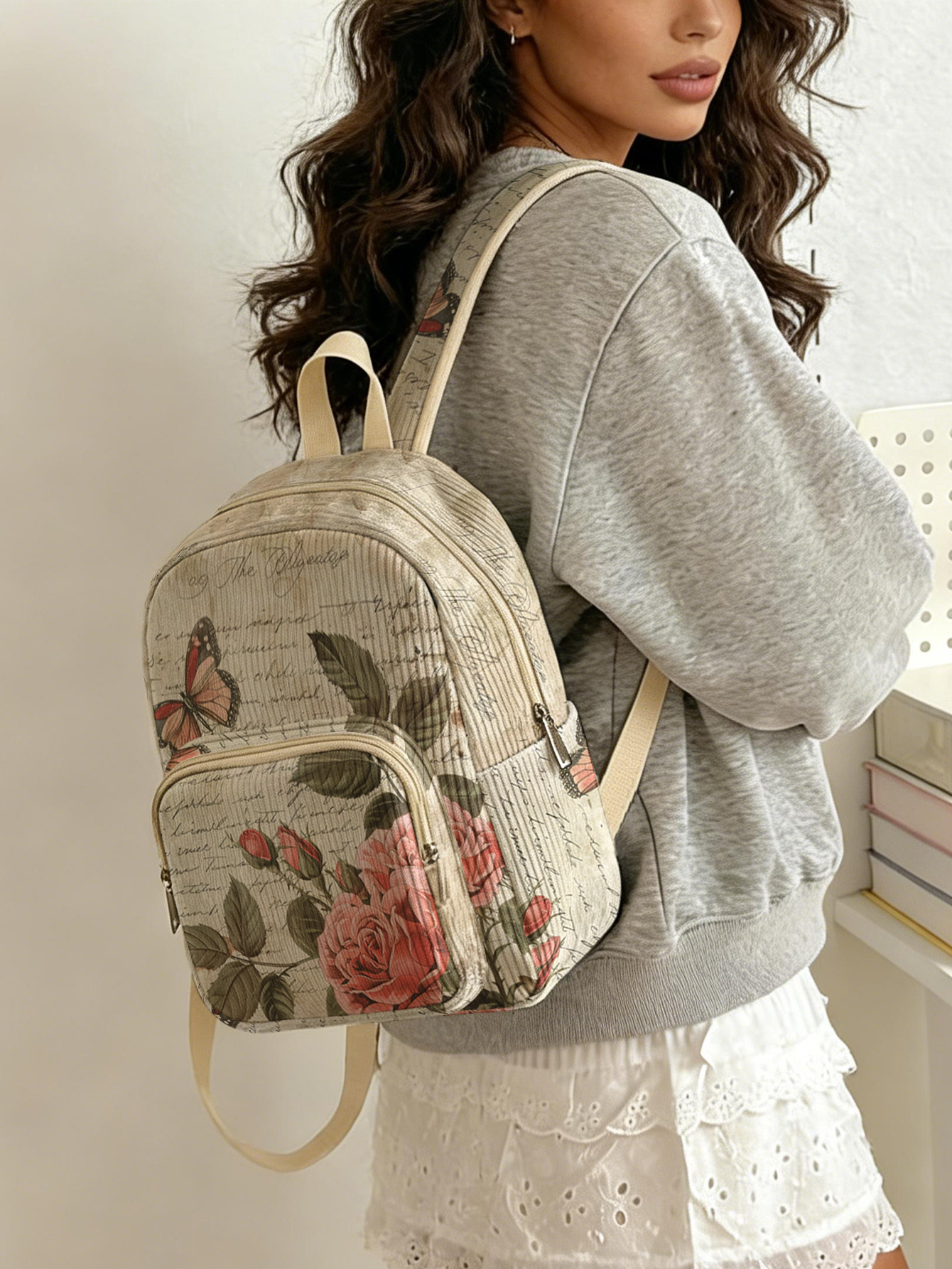 Vintage Fashion Boutique - Vintage Roses & Butterfly Print Women