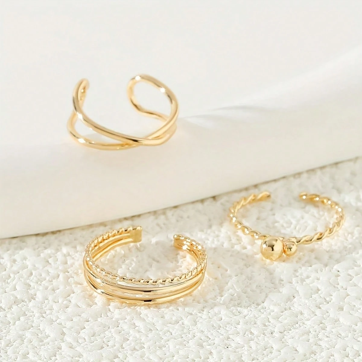 Vintage Fashion Rings - Delicate Golden Toe Rings Set Vintage