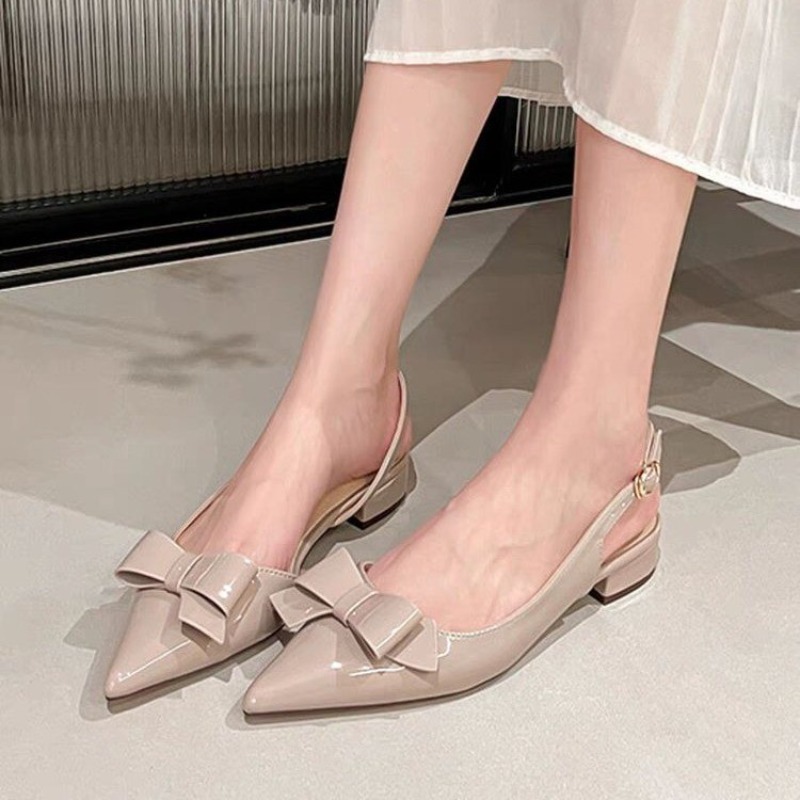 Bow Gentle Medium Heel Baotou  - Vintage And Modern Fashion ulasan dan harga