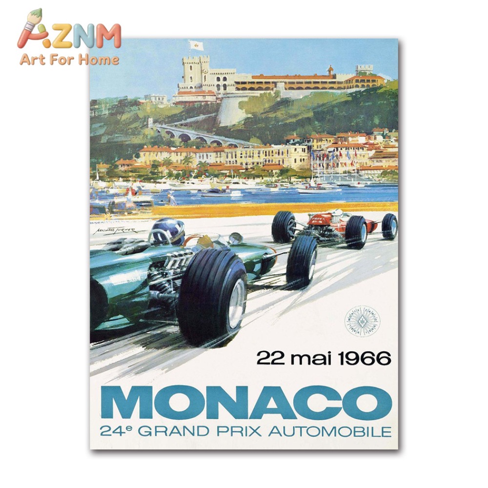 1pc Vintage Car Racing Monaco  - Vintage Fashion Wall Art ulasan dan harga