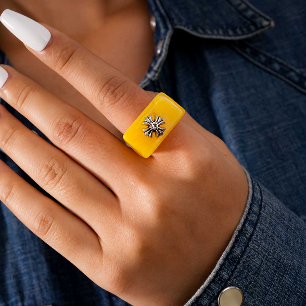 Geometric Resin Cross Ring Vin - Vintage Fashion Rings ulasan dan harga