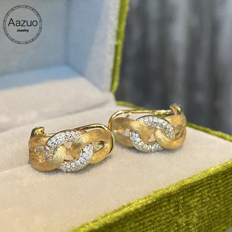 Aazuo 18K Yellow Gold Real Dia - Vintage Fashion Rings ulasan dan harga