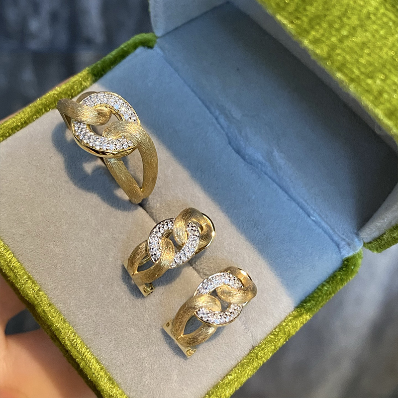 Aazuo 18K Yellow Gold Real Dia - Vintage Fashion Rings ulasan dan harga