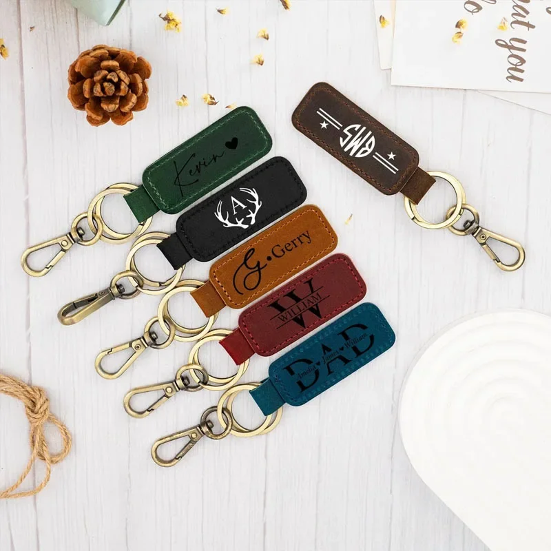 Laser Custom Logo Leather Keyc - Vintage Fashion Rings ulasan dan harga