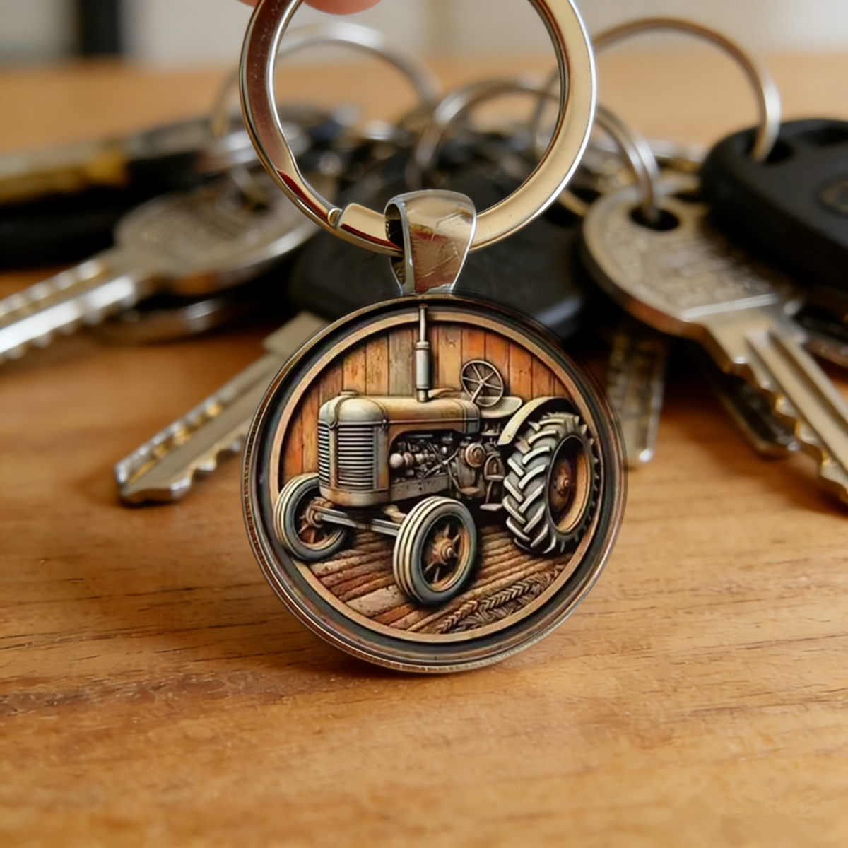 1pc Retro Tractor Keychain Vin - Vintage Fashion Enthusiasts ulasan dan harga