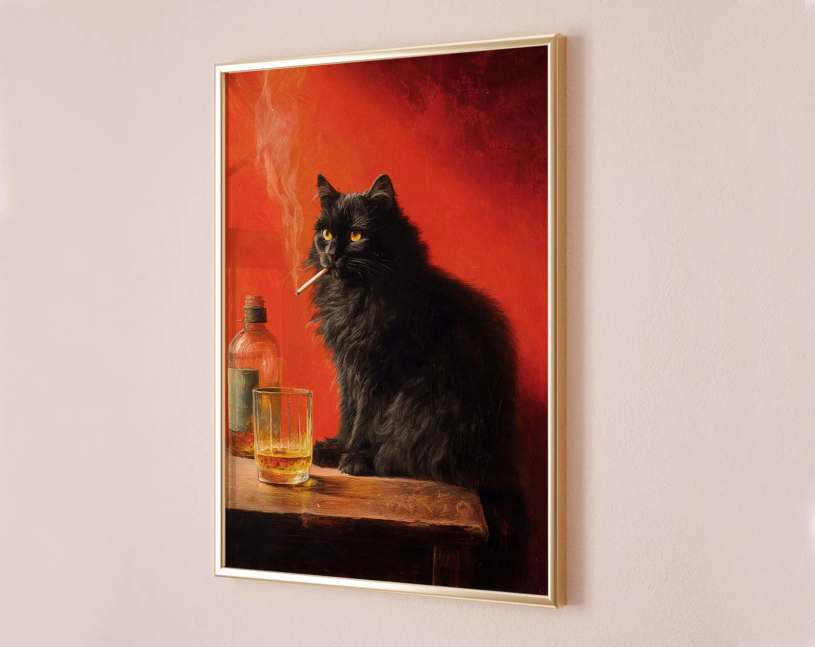 Black Cat Smoking a Cigarette  - Vintage Fashion Wall Art ulasan dan harga