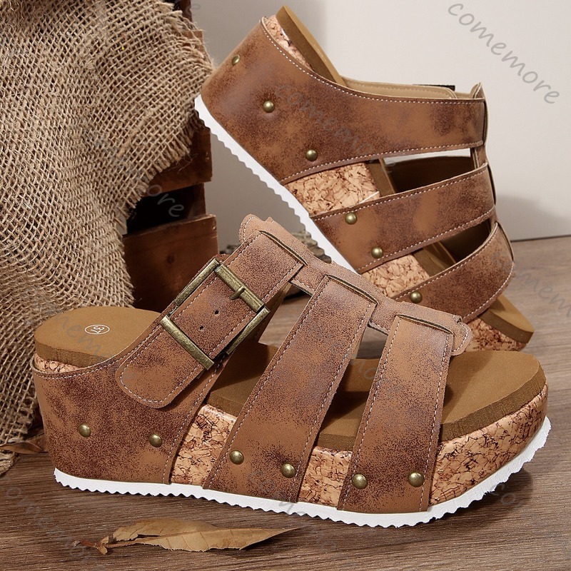 Vintage Buckle Strap Wedge Sli - Vintage And Modern Fashion ulasan dan harga