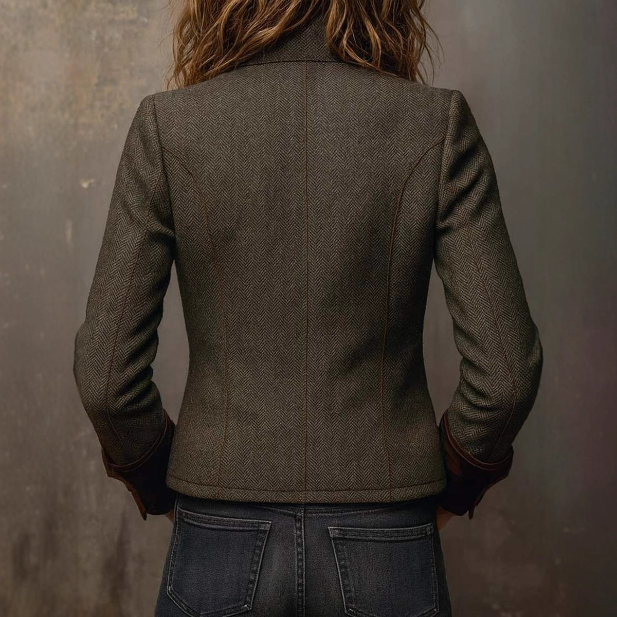 Vintage Herringbone Tweed Blaz - Velvet Blazer Vintage ulasan dan harga