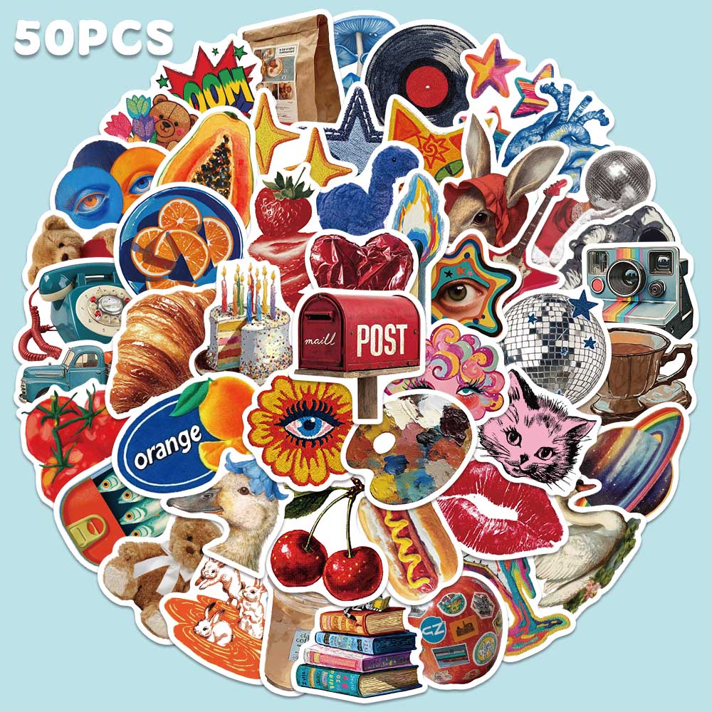 50pcs Vintage Y2K Sticker Fash - Vintage Fashion Boutique ulasan dan harga