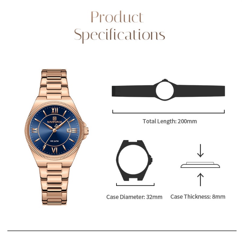 NF5073 NAVIFORCE Woman Vintage - Vintage Fashion Week ulasan dan harga