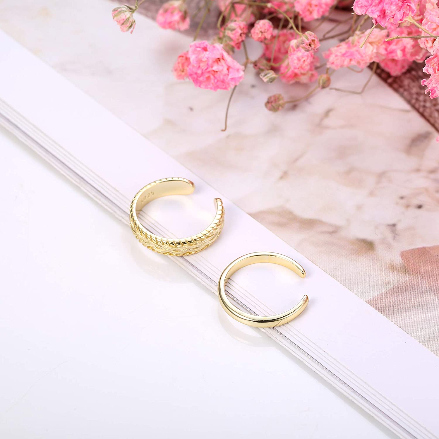 2 PCS Stainless Steel Toe Ring - Vintage Fashion Rings ulasan dan harga