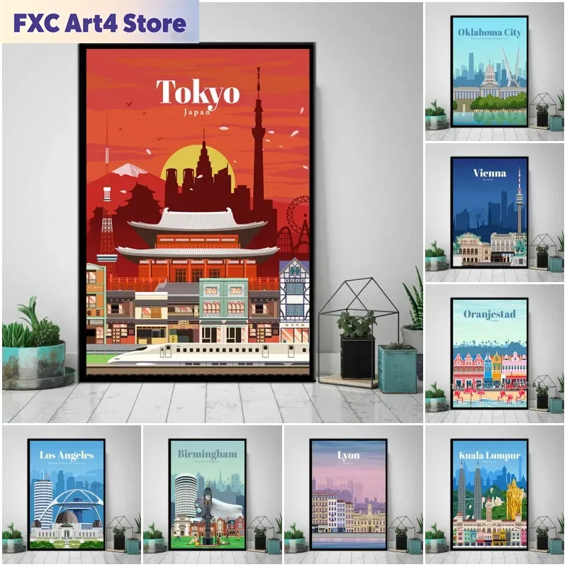 Frameless Tokyo Ottawa Prague  - Vintage Fashion Wall Art ulasan dan harga