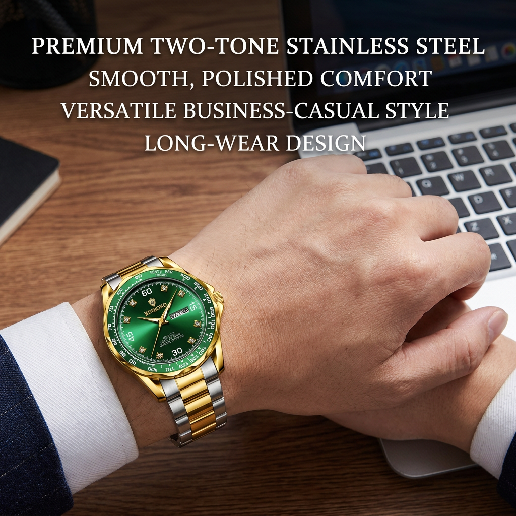 1pcs men watch green dial doub - Vintage Fashion Week ulasan dan harga
