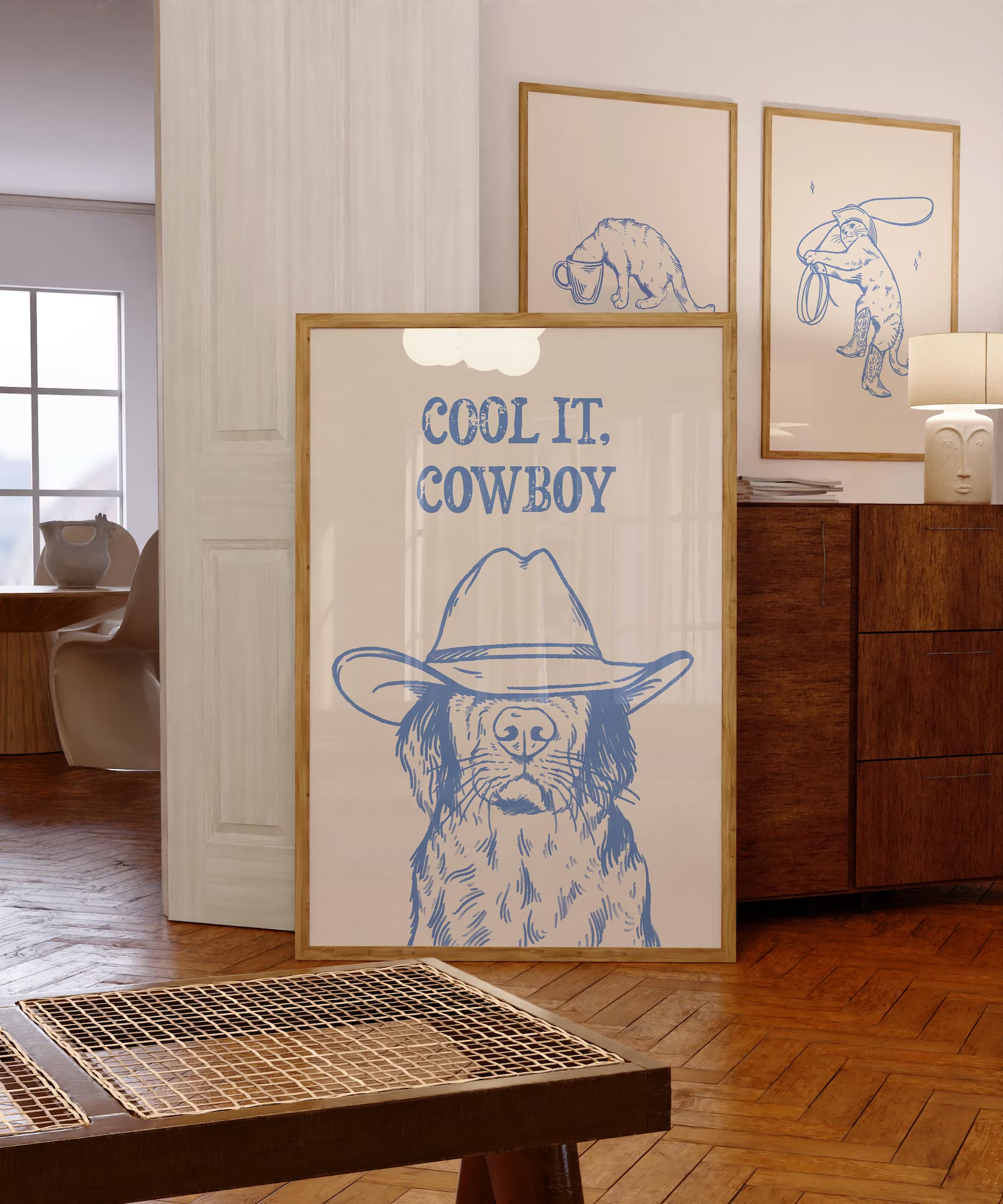 cool it cowboy art print retro - Vintage Fashion Wall Art ulasan dan harga