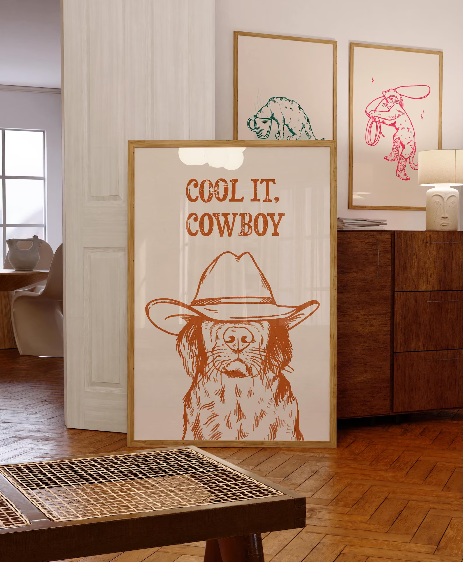 cool it cowboy art print retro - Vintage Fashion Wall Art ulasan dan harga