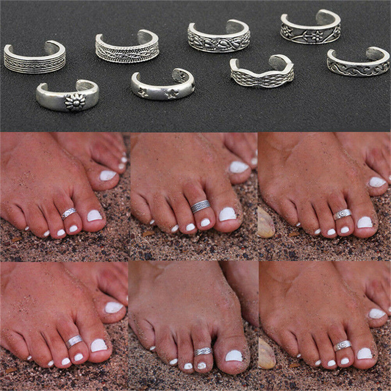 8pcs/Set Toe Joint Retro Ring  - Vintage Fashion Rings ulasan dan harga