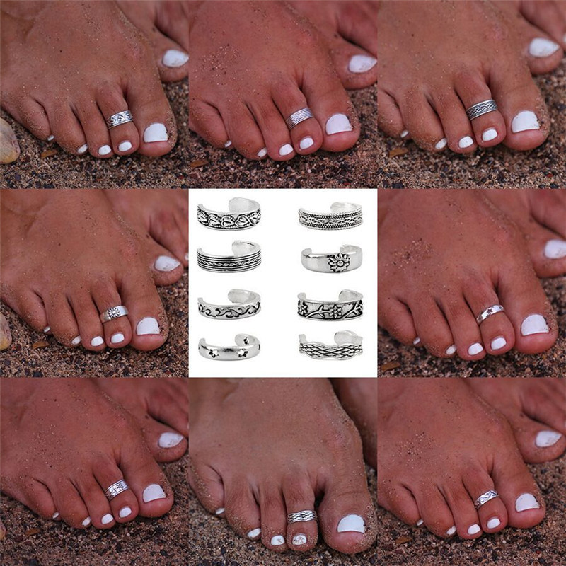 8pcs/Set Toe Joint Retro Ring  - Vintage Fashion Rings ulasan dan harga