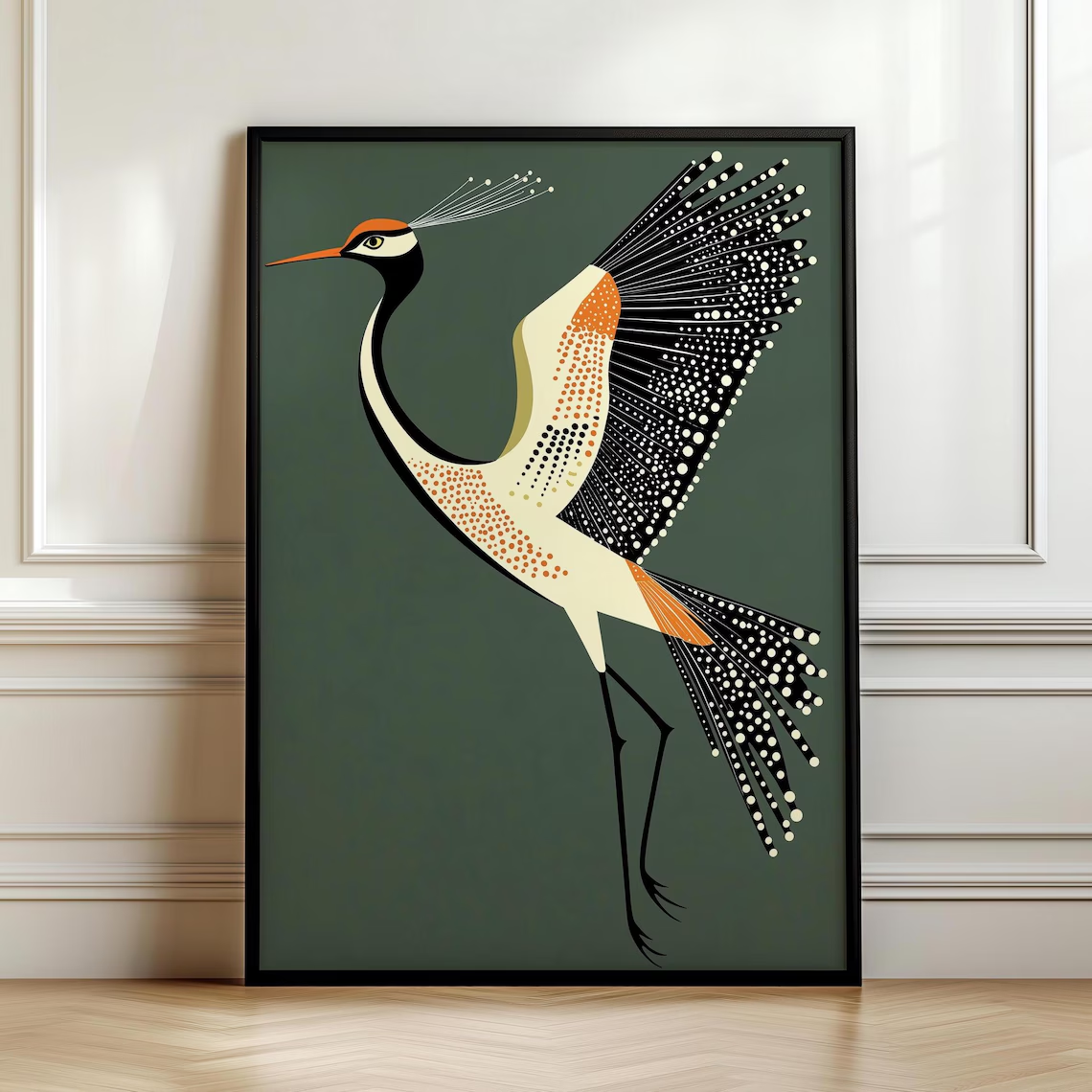Fancy Flying Crane, Art Deco W - Vintage Fashion Wall Art ulasan dan harga