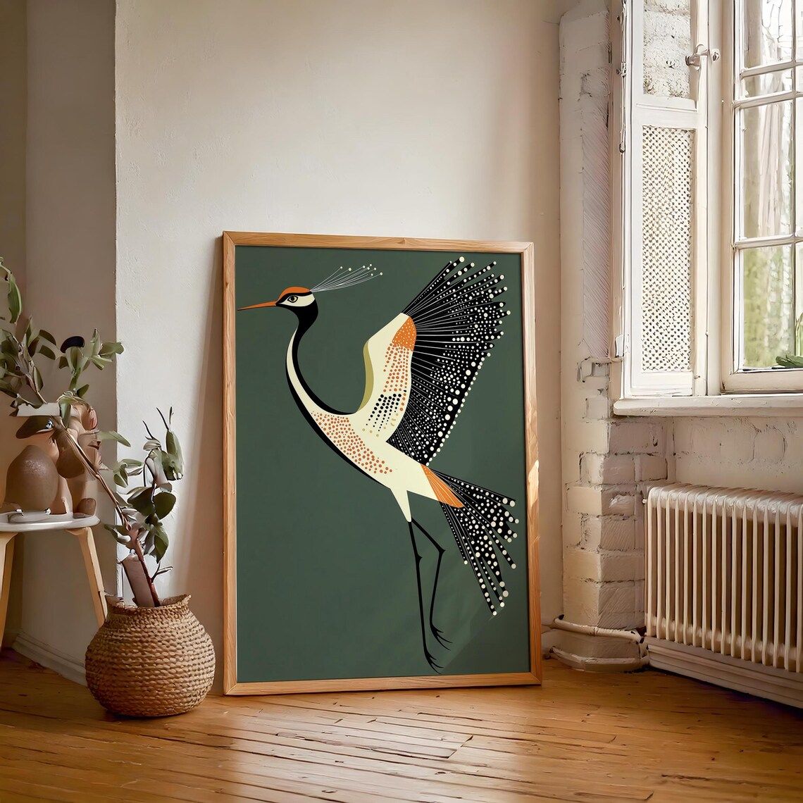 Fancy Flying Crane, Art Deco W - Vintage Fashion Wall Art ulasan dan harga