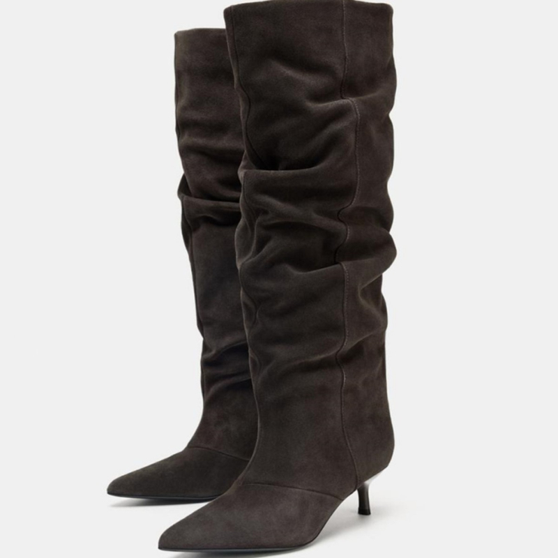 Suede Slouch Knee High Boots W - Vintage And Modern Fashion ulasan dan harga