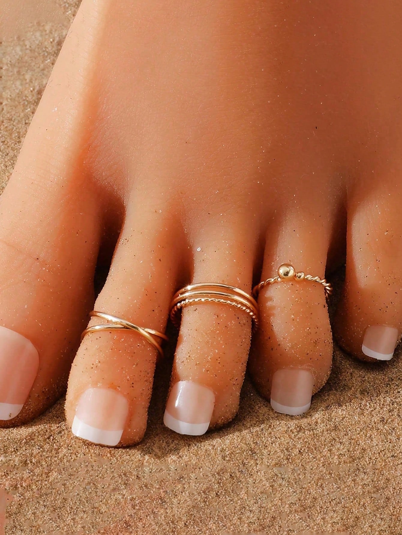 Delicate Golden Toe Rings Set  - Vintage Fashion Rings ulasan dan harga