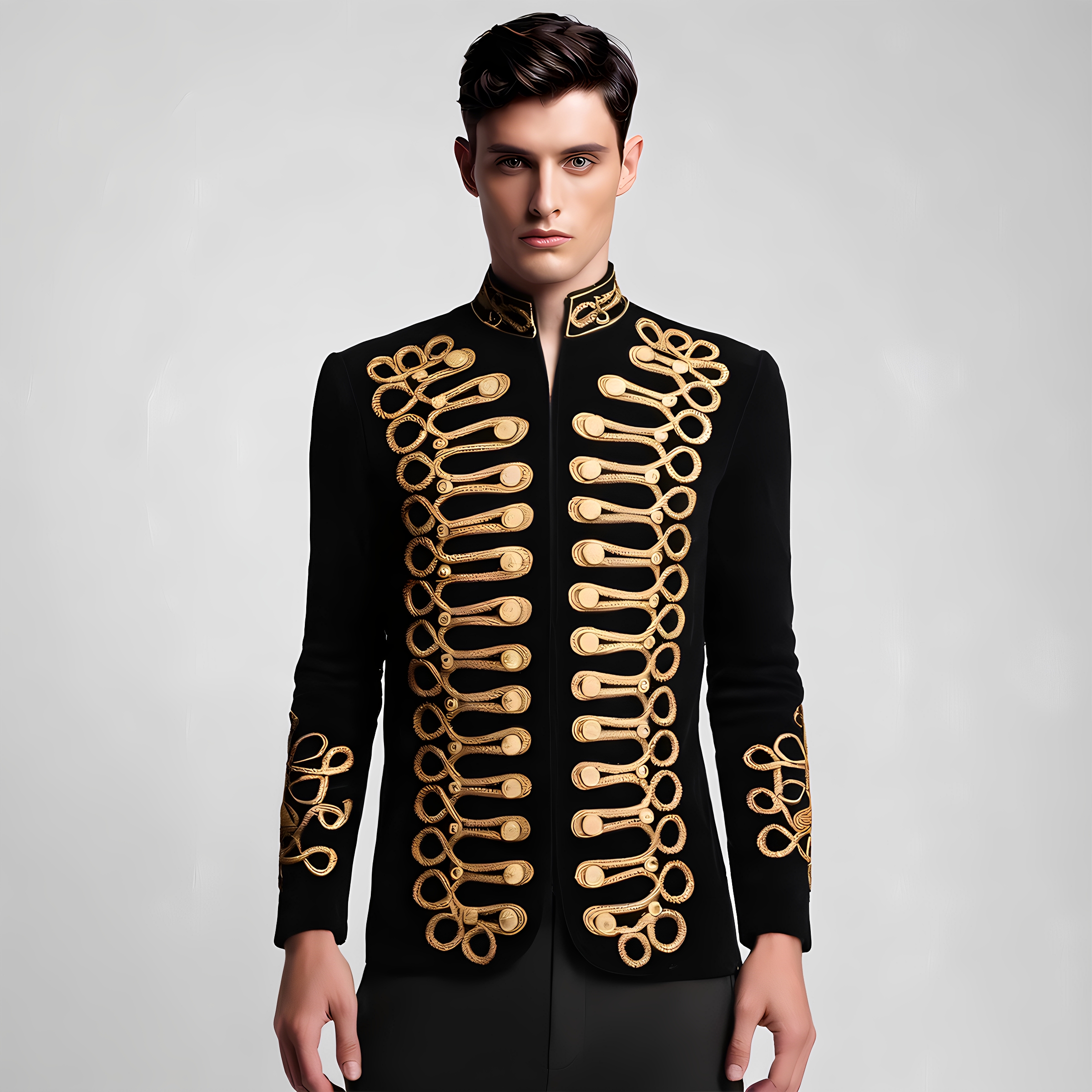 Men's Standing Collar Gold Bla - Velvet Blazer Vintage ulasan dan harga