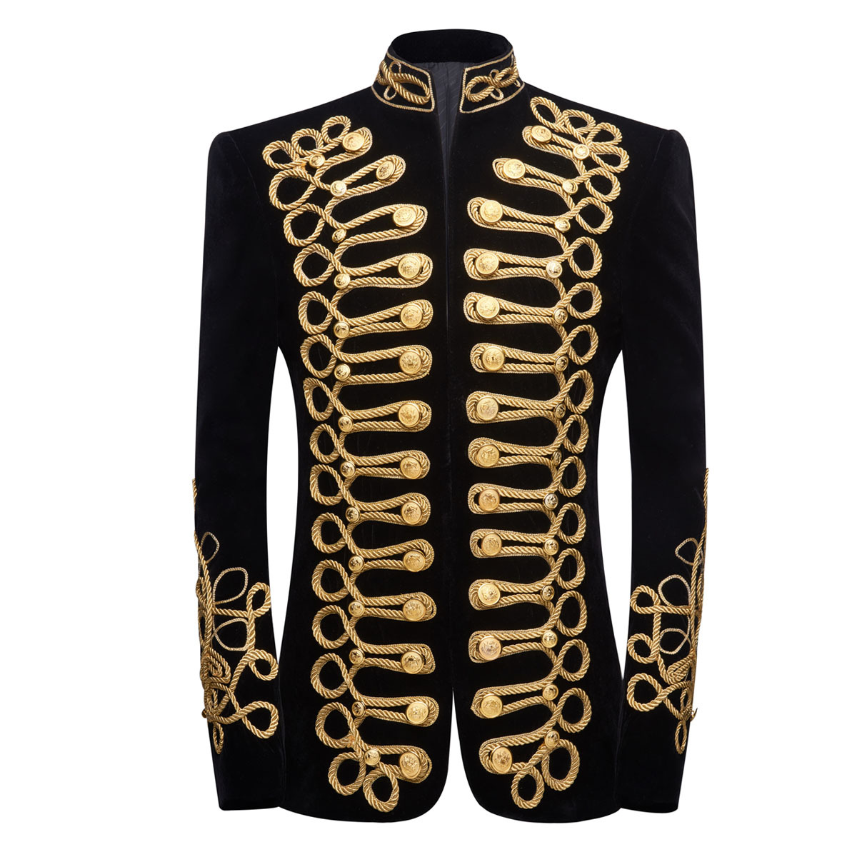 Men's Standing Collar Gold Bla - Velvet Blazer Vintage ulasan dan harga