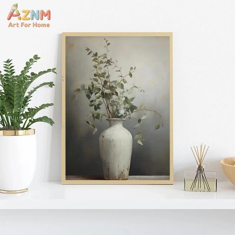 AZNM Vintage Flower Vase Canva - Vintage Fashion Wall Art ulasan dan harga